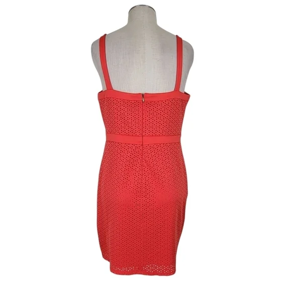 Thalia Sodi Eyelet Dress XL Red Hibiscus Bloom Spaghetti Straps Back Zip New - Picture 4 of 10